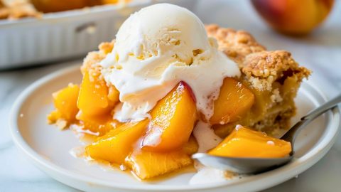Peach Cobbler with Ice cream